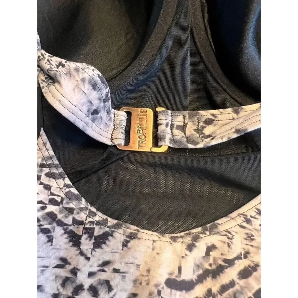 Tropic Culture Women 18 One Piece Swim Suit Black Grey Molded Cup Push Up 80’s